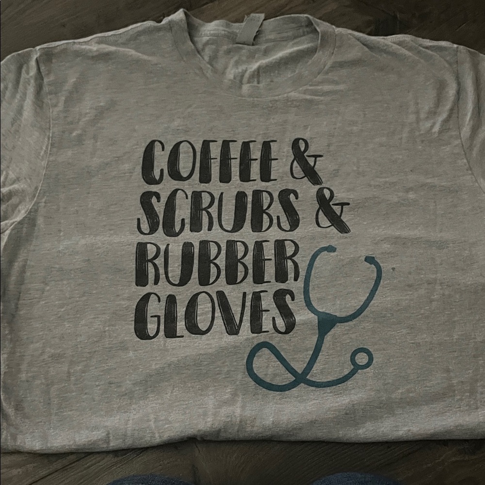 Gray Graphic Tee with Stethoscope Design